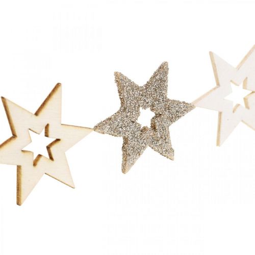 Floristik24 Streudeko Holz Stern Natur, Glitter, Weiß 4cm Sortiert 72 St