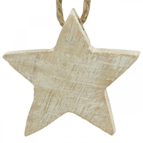 Artikel Holzstern Christbaumschmuck Natur, Weiß gewaschen 5cm 36St