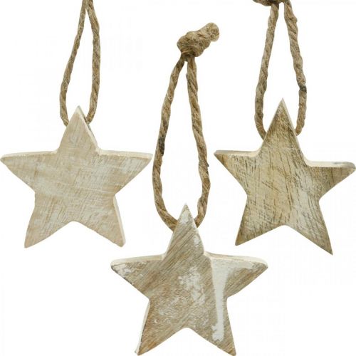 Floristik24 Holzstern Christbaumschmuck Natur, Weiß gewaschen 5cm 36St