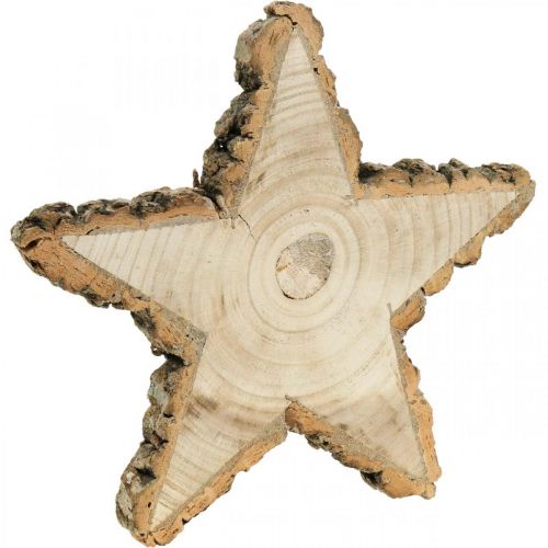 Floristik24 Holztablett für Advent, Baumscheibe Sternform, Weihnachten, Sterndeko Naturholz Ø29cm