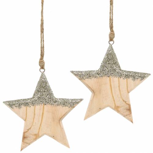 Artikel Deko Hänger Holzstern Glimmer 14,5cm 2St