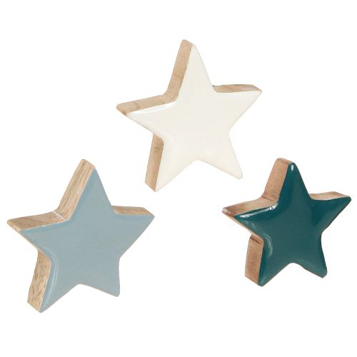 Holzsterne Tischdeko Sterne Weiß Blau Türkis 5cm 12 St