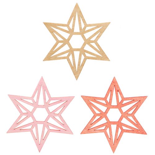 Floristik24 Holzsterne Weihnachtsdeko Holz Sterne Orange 8cm 16 St