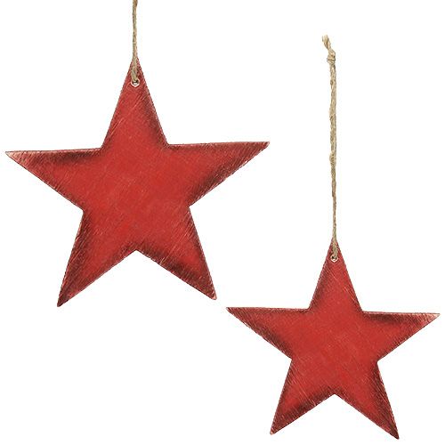 Holzsterne zum Hängen 16,5cm/20cm Rot 6 St