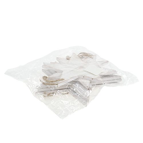 Floristik24 Holzsterne zum Hängen 9/13cm Weiß 12 St