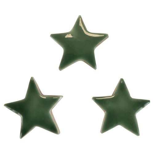 Floristik24 Holzsterne Weihnachtsdeko Streudeko Grün Glanz Ø5cm 8 St
