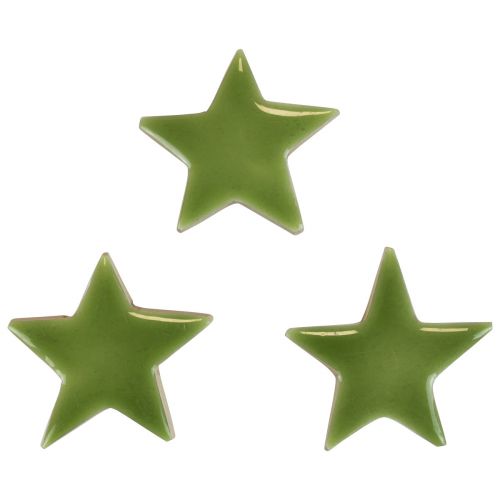 Floristik24 Holzsterne Weihnachtsdeko Streudeko Glanz Hellgrün Ø5cm 8 St