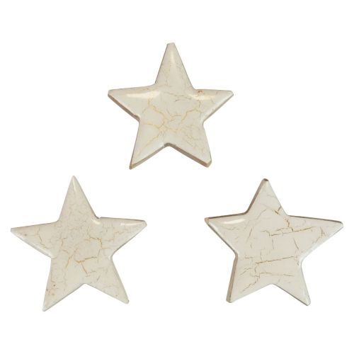 Artikel Holzsterne Deko Sterne Weiß Gold Craquelé Holz Ø5cm 8 St