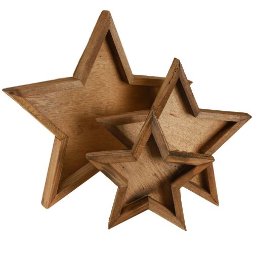 Artikel Holztablett Stern Deko in Braun Ø38/29/22cm 3er-Set