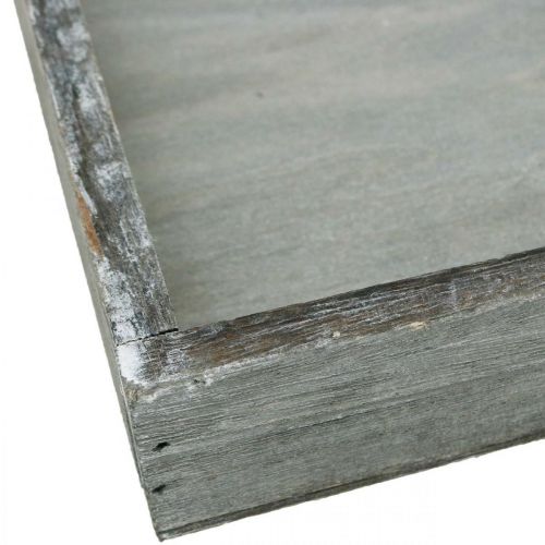 Artikel Tablett Holz eckig Grau, Weiß gewaschen Deko-Tablett 19×19cm