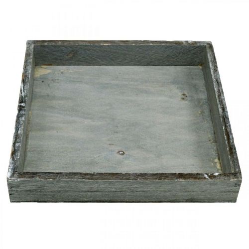 Artikel Tablett Holz eckig Grau, Weiß gewaschen Deko-Tablett 19×19cm