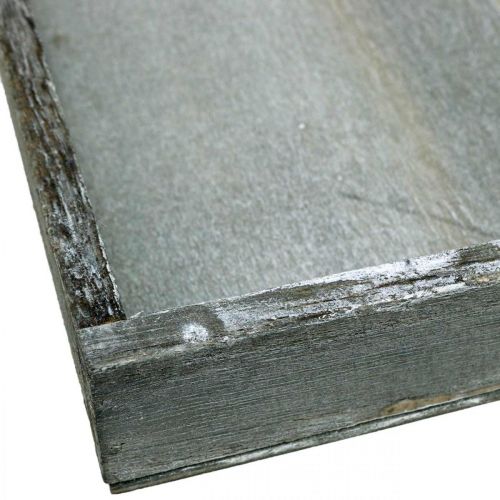 Artikel Tablett Holz eckig Grau, Weiß Tischdeko Shabby Chic 24,5×24,5cm