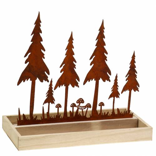 Floristik24 Holztablett Waldsilhouette Edelrost 30cm x 15cm