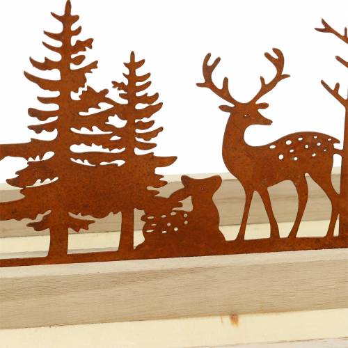 Floristik24 Holztablett Wald mit Tieren 35cm x 15cm