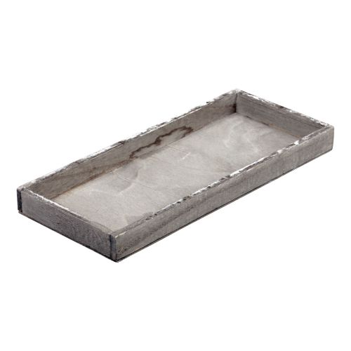 Floristik24 Holztablett Vintage Eckig Dekotablett Holz Grau 35×15×3cm