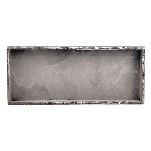 Floristik24 Holztablett Vintage Eckig Dekotablett Holz Grau 35×15×3cm