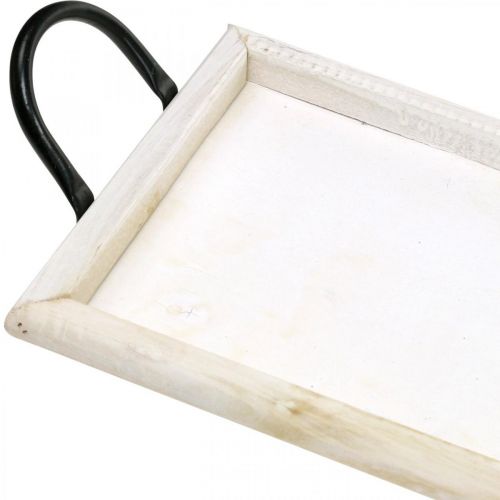 Floristik24 Tablett zum Dekorieren, Pflanztablett mit Griffen, Kerzentablett aus Holz Weiß gewaschen L50cm