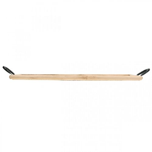 Holztablett mit Metallgriffen, Pflanzschale, Deko-Tablett Naturfarben L50cm