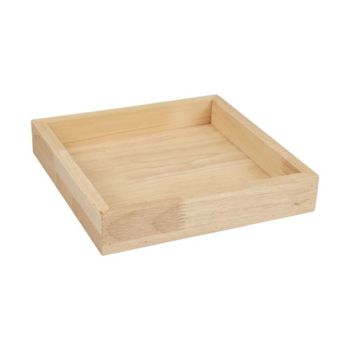 Floristik24 Holztablett Deko Tablett Holz Quadratisch Natur 20×20×3,5cm
