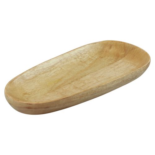 Floristik24 Holztablett Tablett Oval Natur Mangoholz 28×12×2,5cm