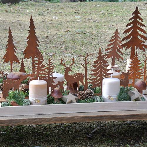 Floristik24 Holztablett Wald mit Tieren 50cm x 17cm