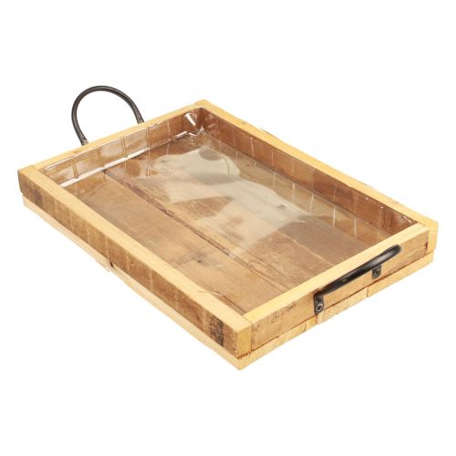 Artikel Holztablett mit Griffen Deko Tablett Natur Schwarz 35×22,5cm