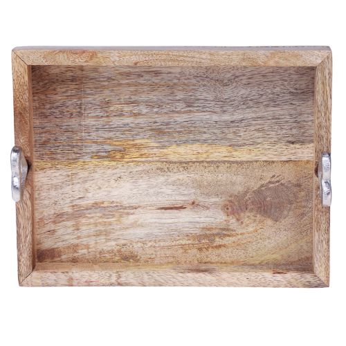 Floristik24 Holztablett mit Griffen Tablett mit Herzen Natur 26×20×7,5cm