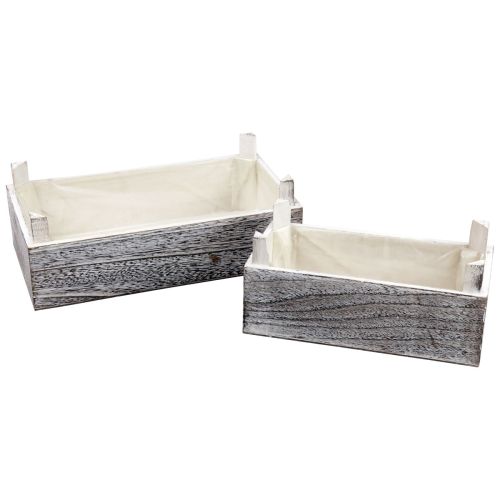 Pflanzkasten Holz Rechteckig Holzkiste Geweißt 32x17/25x13cm 2er-Set