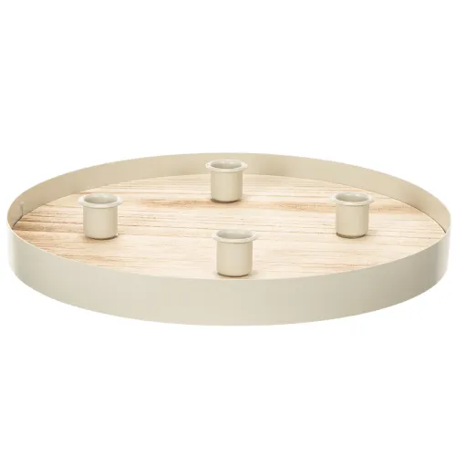 Rundes Kerzentablett aus Holz für vier Stabkerzen, 30 cm bestellen | Floristik24.at