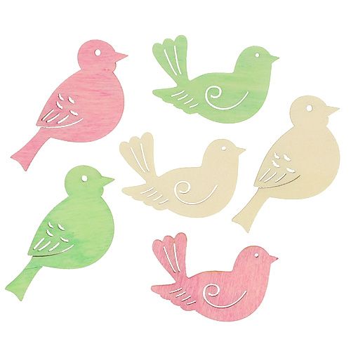 Holzvögel 4cm - 4,5cm Pastell sortiert 72St