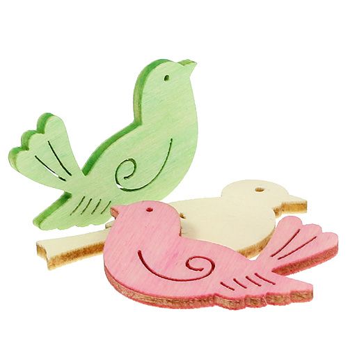 Floristik24 Holzvögel 4cm - 4,5cm Pastell sortiert 72 St