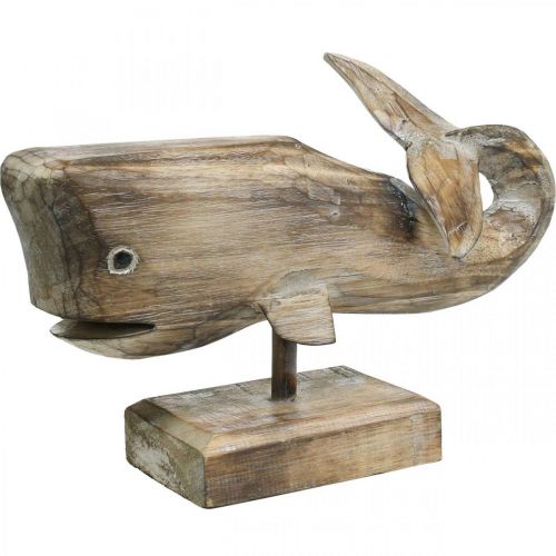 Floristik24 Wal Deko Holz Holzwal Maritime Dekoration Teak Natur 29cm