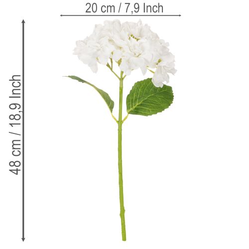 Künstliche Hortensie mit langem Stiel 48cm Weiß für Wohnraumdekoration | Floristik24.at