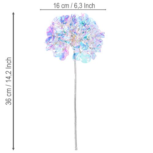 Künstlicher Hortensienzweig aus Kunststoff mit Drahtkern, irisierende Farben, 36 cm, 2 Stück | Floristik24.at