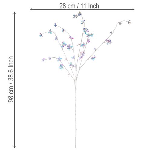 Künstlicher Blütenzweig mit irisierenden Blüten 98 cm | Floristik24.at