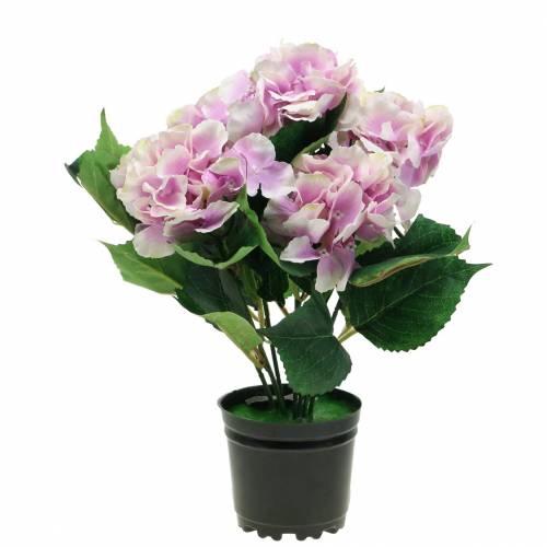 Floristik24 Seidenblumen Hortensie im Topf Fliederfarben 35cm