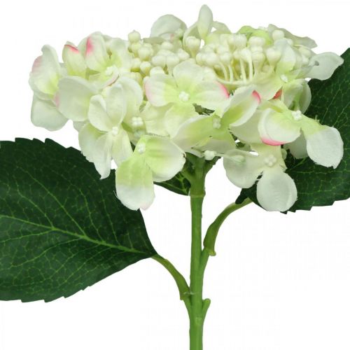 Hortensie, Seidenblume, Kunstblume für Tischdeko Weiß, Grün L44cm