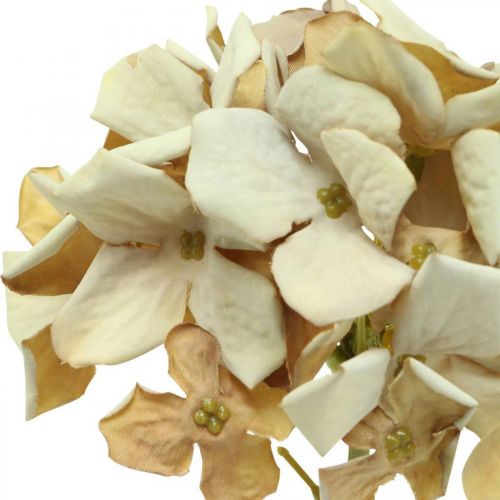 Floristik24 Hortensie Kunstblume Braun, Weiß Herbstdeko Seidenblume H32cm