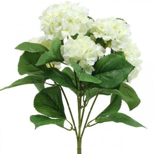 Hortensie künstlich Weiß Seidenblumen Strauß Sommerdeko 42cm