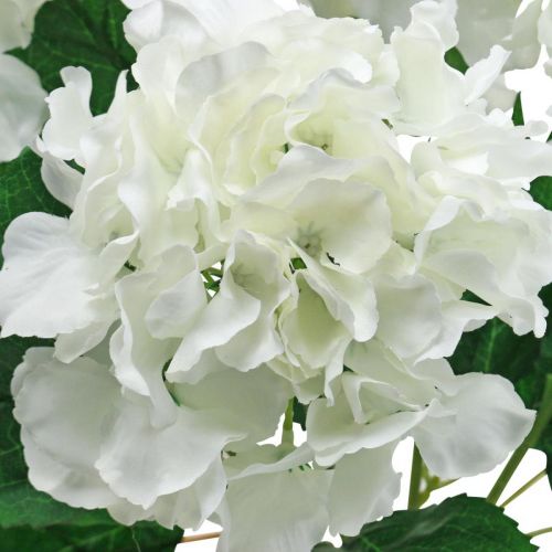 Deko Strauß Hortensien Weiß Kunstblumen 5 Blüten 48cm