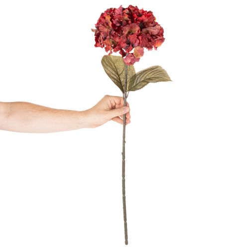 Künstlicher Hortensienzweig aus Seidenstoff, Rot, 74 cm, für Innenräume | Floristik24.at