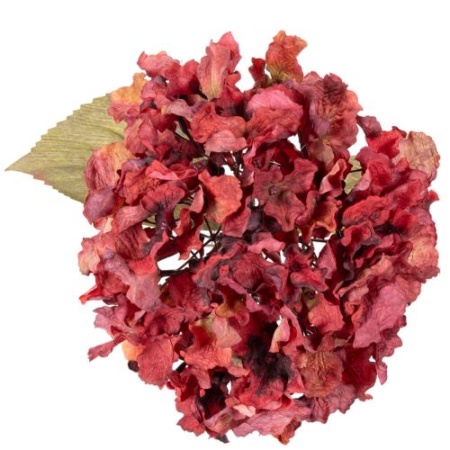 Künstlicher Hortensienzweig aus Seidenstoff, Rot, 74 cm, für Innenräume | Floristik24.at