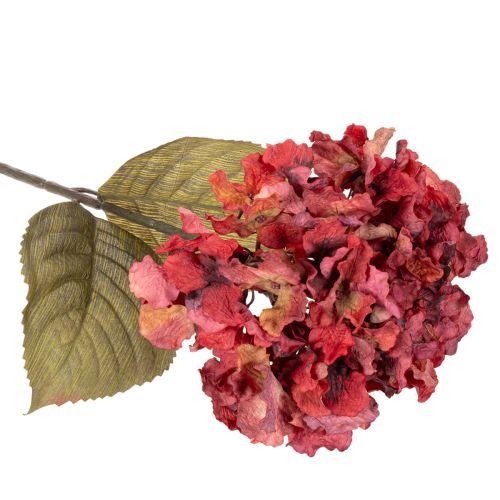 Künstlicher Hortensienzweig aus Seidenstoff, Rot, 74 cm, für Innenräume | Floristik24.at