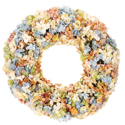 Künstlicher Hortensienkranz bunt 55 cm für Tür und Wand aus Kunststoff bestellen | Floristik24.at