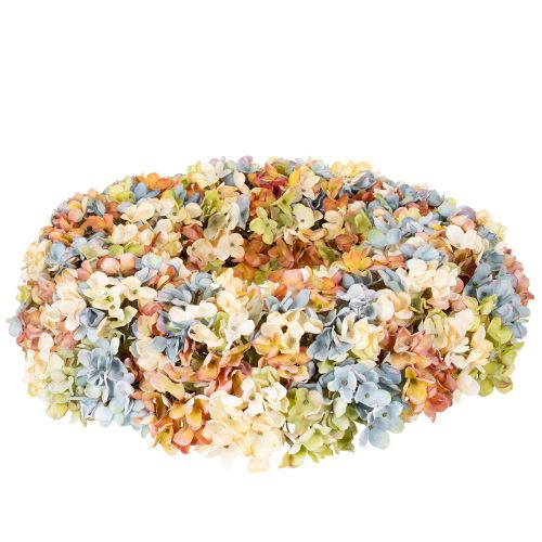 Künstlicher Hortensienkranz bunt 55 cm für Tür und Wand aus Kunststoff | Floristik24.at