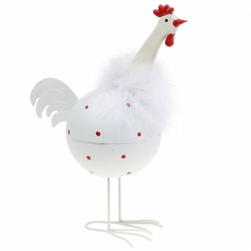 Floristik24 Huhn Weiß mit Punkten 21cm