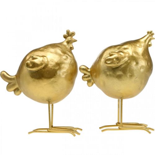 Floristik24 Goldenes Huhn Deko Küche Osterdeko H21,5cm 2St