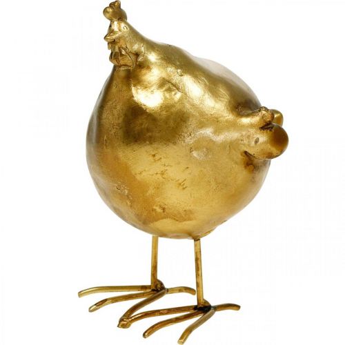 Floristik24 Deko Huhn Ostern Dekofigur golden rund, H10 cm 2St