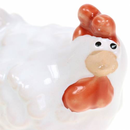 Floristik24 Deko-Huhn Weiß, Keramikfigur, Osterdeko 2St