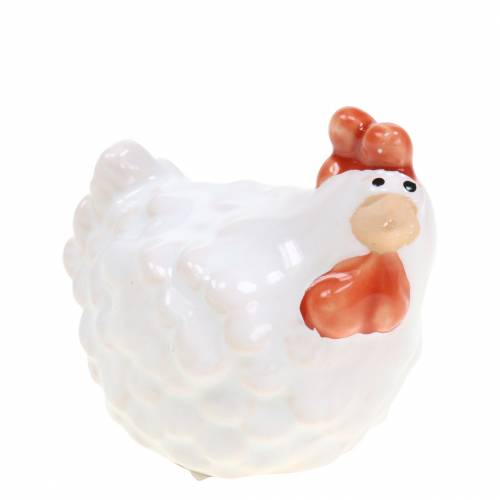Floristik24 Deko-Huhn Weiß, Keramikfigur, Osterdeko 2St